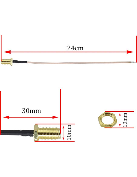 Cable Coaxial SMA Femenino Pigtail RG-178 20 cm - 4 Pcs Cable Coaxial SMA Femenino Pigtail RG-178 20 cm - 4 Pcs