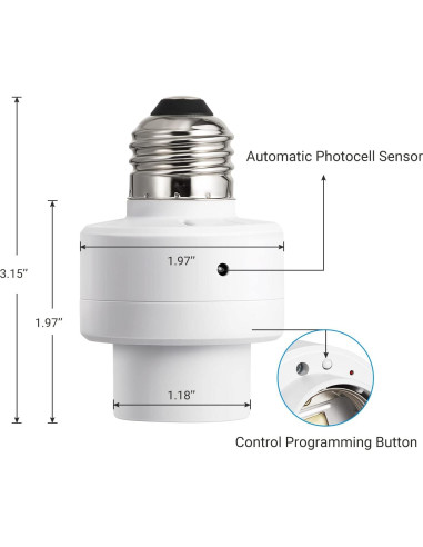 Toma de Sensor de Luz DEWENWILS E26 E27 Crepúsculo Amanecer 4 Unidades