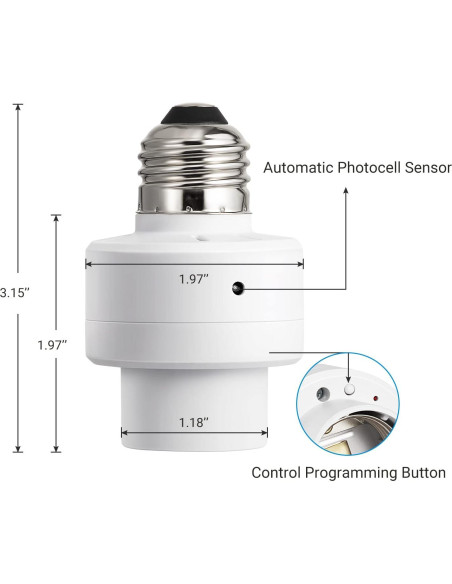 Toma de Sensor de Luz DEWENWILS E26 E27 Crepúsculo Amanecer 4 Unidades Toma de Sensor de Luz DEWENWILS E26 E27 Crepúsculo Amanecer 4 Unidades