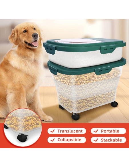Contenedor de Almacenamiento de Comida para Perros YECERCAN 20L Hermético Verde Contenedor de Almacenamiento de Comida para Perros YECERCAN 20L Hermético Verde