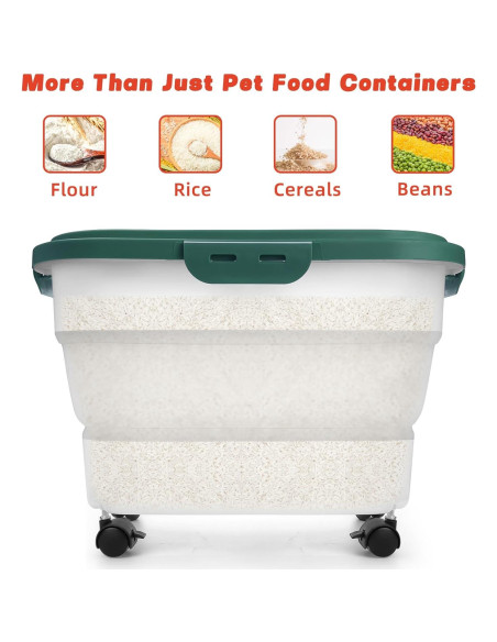 Contenedor de Almacenamiento de Comida para Perros YECERCAN 20L Hermético Verde Contenedor de Almacenamiento de Comida para Perros YECERCAN 20L Hermético Verde