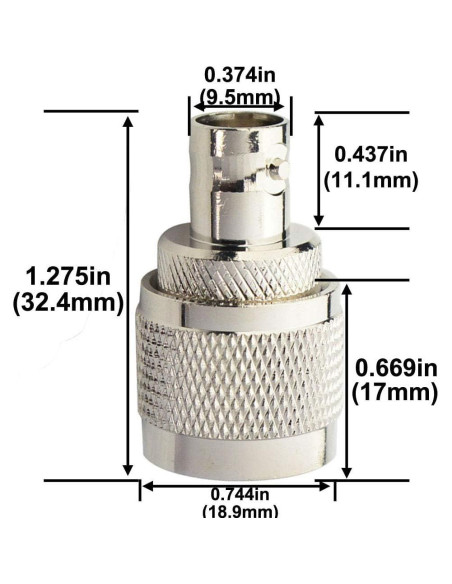 Conector Coaxial UHF a BNC Boobrie - Adaptador 2 Piezas Conector Coaxial UHF a BNC Boobrie - Adaptador 2 Piezas
