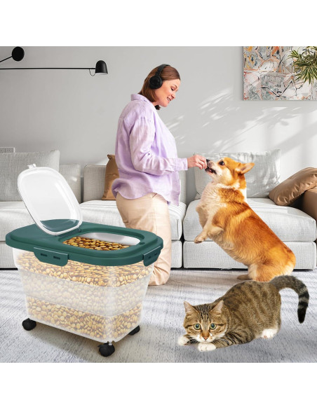 Contenedor de Almacenamiento de Comida para Perros YECERCAN 20L Hermético Verde Contenedor de Almacenamiento de Comida para Perros YECERCAN 20L Hermético Verde