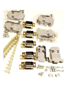 Kit 5 Conectores DB9 Macho + Capuchones y Pines Crimp 2