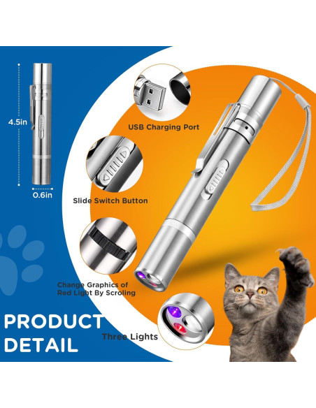 Puntero láser recargable Koackl para gatos y perros 3 luces Puntero láser recargable Koackl para gatos y perros 3 luces