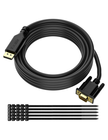 Cable DisplayPort a VGA Kxable 10.67 m 1080P HD Negro