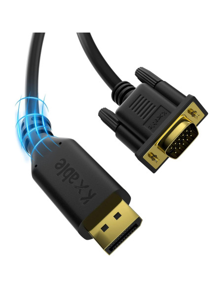 Cable DisplayPort a VGA Kxable 10.67 m 1080P HD Negro Cable DisplayPort a VGA Kxable 10.67 m 1080P HD Negro