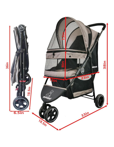Carrito de Paseo ROODO Escort 3 Ruedas para Mascotas Gris Carrito de Paseo ROODO Escort 3 Ruedas para Mascotas Gris