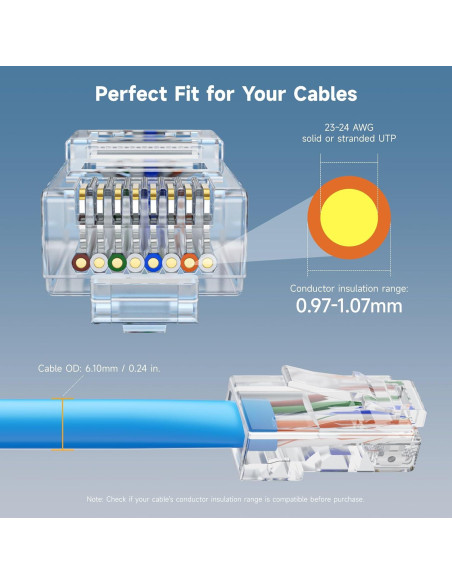 Conectores RJ45 Pasantes Cat 6 Cable Matters 100-Pack Conectores RJ45 Pasantes Cat 6 Cable Matters 100-Pack