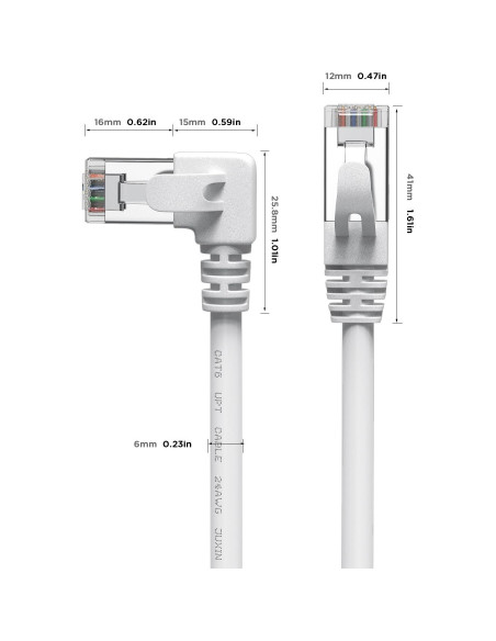 Cable Ethernet Cat 6 JUXIN 1.83 m Ángulo Izquierdo Blanco Cable Ethernet Cat 6 JUXIN 1.83 m Ángulo Izquierdo Blanco