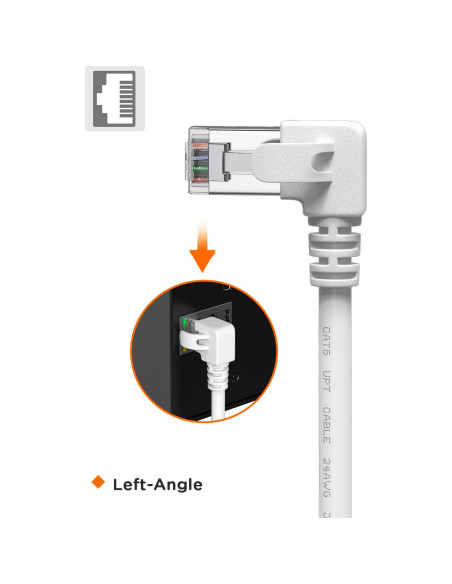 Cable Ethernet Cat 6 JUXIN 1.83 m Ángulo Izquierdo Blanco Cable Ethernet Cat 6 JUXIN 1.83 m Ángulo Izquierdo Blanco