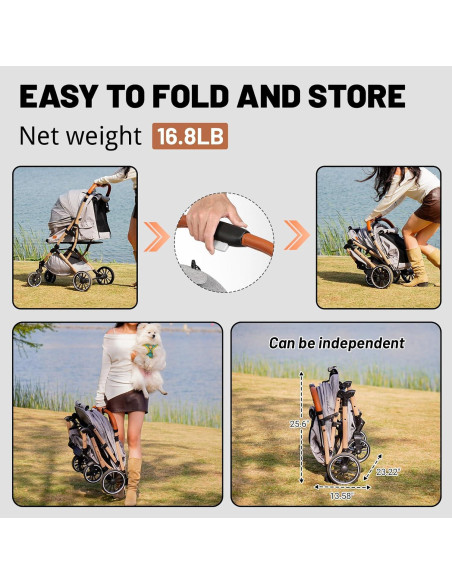 Carrito de Paseo para Mascotas EchoSmile Plegable 4 Ruedas Carrito de Paseo para Mascotas EchoSmile Plegable 4 Ruedas