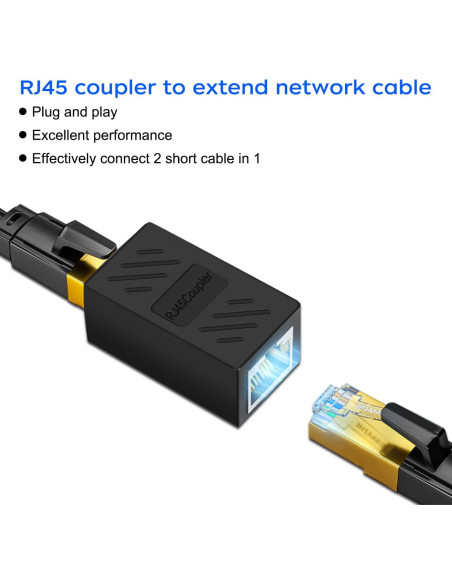 Conector Extensor RJ45 Cat6 QINGLER - Paquete de 10 Acopladores Conector Extensor RJ45 Cat6 QINGLER - Paquete de 10 Acopladores