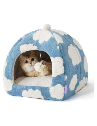 Cama para Gatos Bedsure Comfy Pet 2 en 1 Azul 40.64 cm