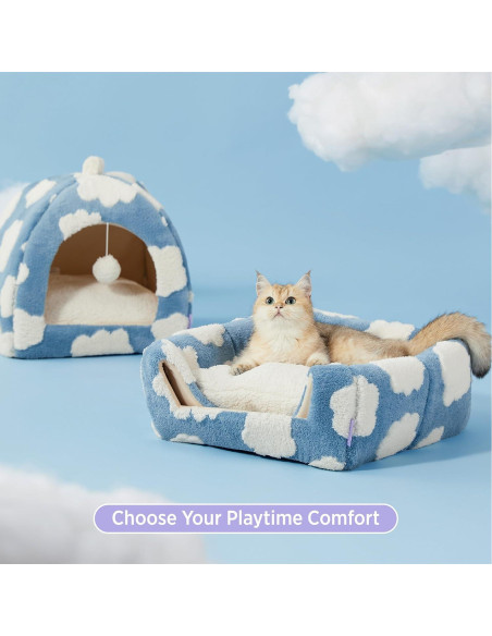 Cama para Gatos Bedsure Comfy Pet 2 en 1 Azul 40.64 cm Cama para Gatos Bedsure Comfy Pet 2 en 1 Azul 40.64 cm