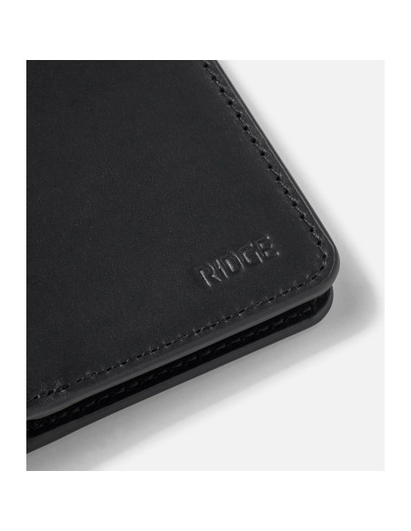 Cartera Bifold Ridge para Hombres - Cuero Negro Medianoche con Bloqueo RFID Cartera Bifold Ridge para Hombres - Cuero Negro Medianoche con Bloqueo RFID