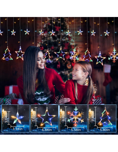 Luces de Cortina de Navidad LED 138 luces Multicolor 3.05m