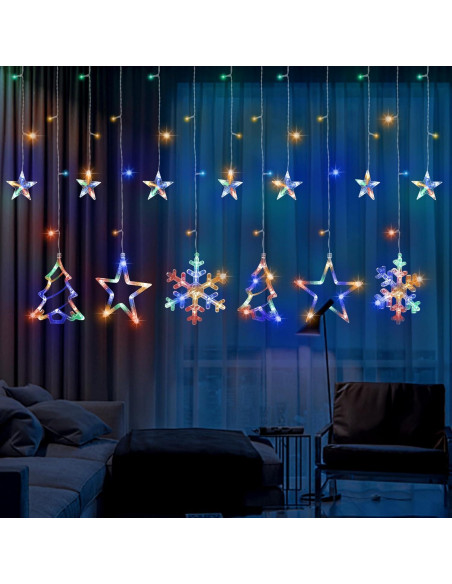 Luces de Cortina de Navidad LED 138 luces Multicolor 3.05m Luces de Cortina de Navidad LED 138 luces Multicolor 3.05m