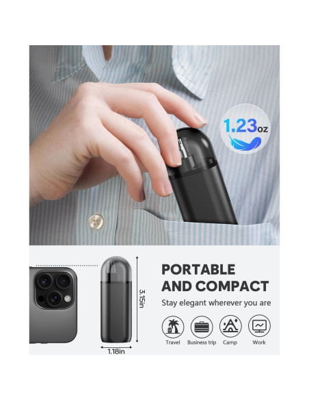 Cortador de Vello Nasal Carego Recargable Profesional Negro Cortador de Vello Nasal Carego Recargable Profesional Negro
