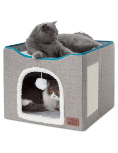 Cama para Gatos Bedsure Cubo Plegable Gris 16.5x35.6 cm