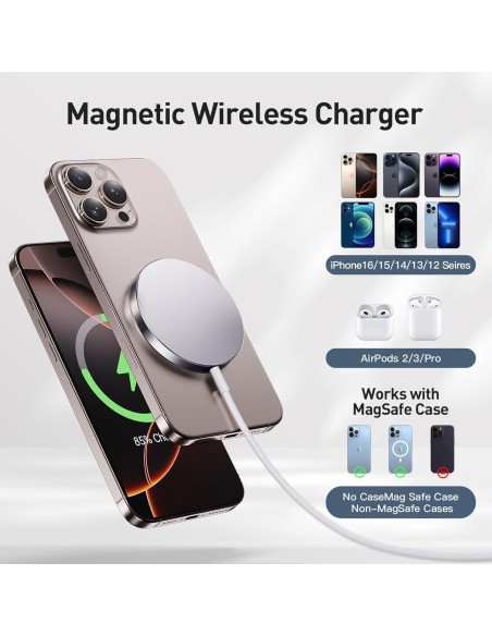 Cargador Inalámbrico Magnético RYND para iPhone y AirPods - 3 Piezas Cargador Inalámbrico Magnético RYND para iPhone y AirPods - 3 Piezas
