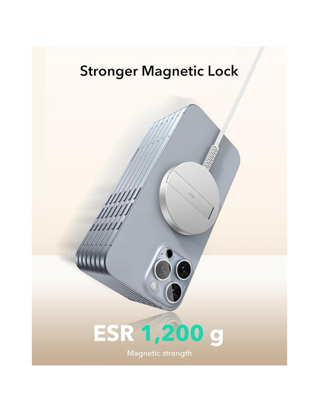 Cargador Inalámbrico ESR MagSafe 15W con Soporte Blanco Cargador Inalámbrico ESR MagSafe 15W con Soporte Blanco