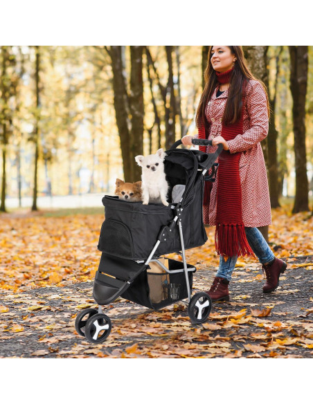 Carrito Plegable para Mascotas Pet Republic 3 Ruedas Negro Carrito Plegable para Mascotas Pet Republic 3 Ruedas Negro