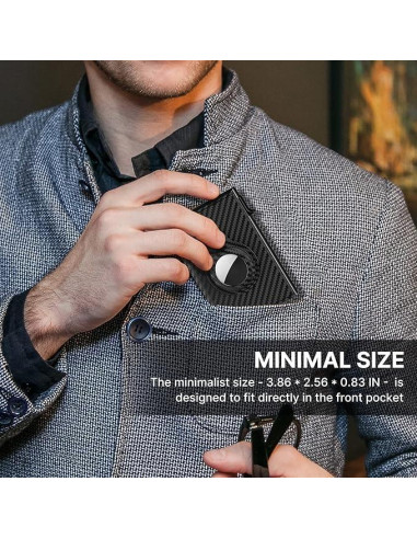 Cartera Trifold de Cuero Negro para Hombres con Soporte AirTag