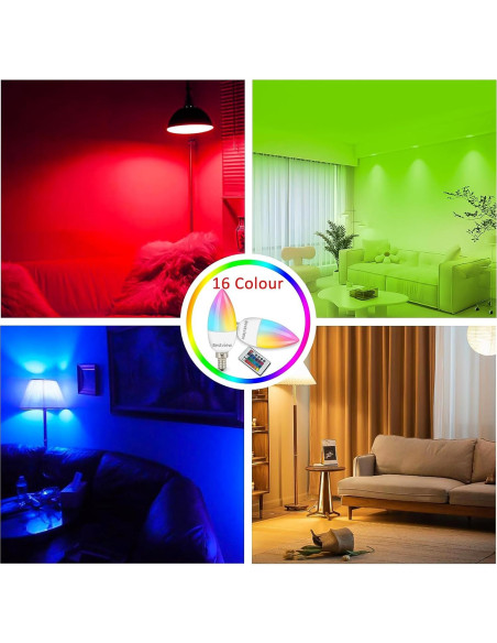 Bombillas LED RGBW Bestview E12 con control remoto 3W (2PCS) Bombillas LED RGBW Bestview E12 con control remoto 3W (2PCS)