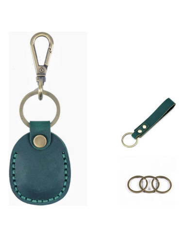 Soporte de tarjeta de acceso Temvue de cuero verde para Air Tag