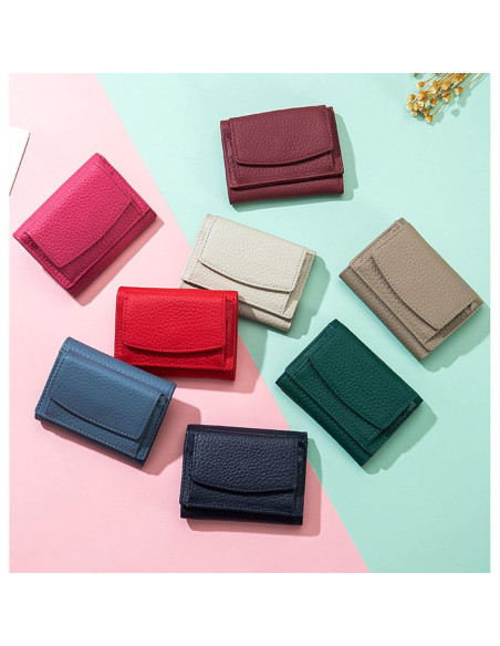 Cartera Mini de Cuero POOULR con Bloqueo RFID para Mujeres Cartera Mini de Cuero POOULR con Bloqueo RFID para Mujeres