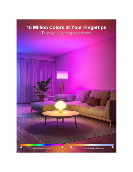 Bombillas Inteligentes ANGELHALO LED A19 RGBW 800 Lúmenes Paquete de 2 Bombillas Inteligentes ANGELHALO LED A19 RGBW 800 Lúmenes Paquete de 2