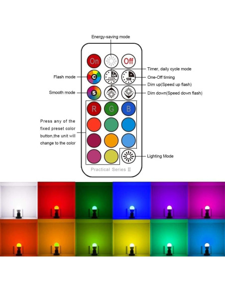 Bombilla LED RGB iLC 5W E26 Regulable 450LM 12 Colores Bombilla LED RGB iLC 5W E26 Regulable 450LM 12 Colores