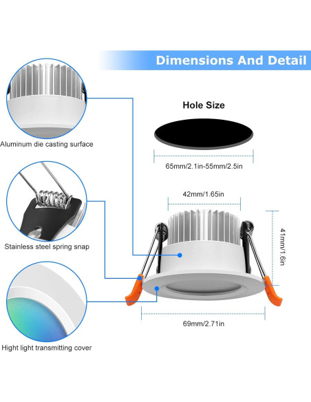 Downlight LED 5W LightingWill 2 Pulgadas Smart WiFi RGB Downlight LED 5W LightingWill 2 Pulgadas Smart WiFi RGB