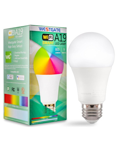Bombilla LED Inteligente Westgate A19 E26 9W RGBW WiFi