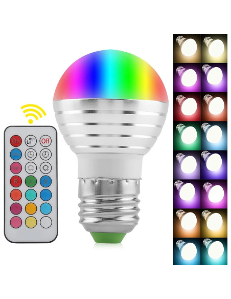 Bombilla LED E27 RGBW 3W Regulable con Control Remoto Bombilla LED E27 RGBW 3W Regulable con Control Remoto