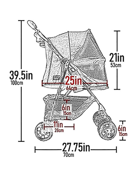Carrito de Mascotas Pet Gear Happy Trails No-Zip 55.8x25.4cm Carrito de Mascotas Pet Gear Happy Trails No-Zip 55.8x25.4cm
