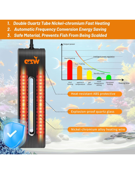 Calentador de Acuario AZW 800W para 110-250 Galones Calentador de Acuario AZW 800W para 110-250 Galones