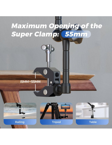 Soporte de Cámara ATLI 11" con Super Clamp Ajustable 1/4" y 3/8"