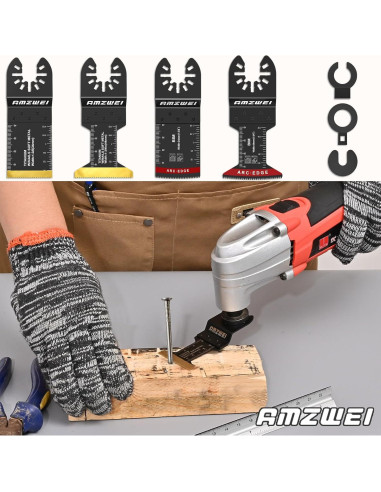 Juego de Hojas Oscilantes 25 Piezas AMZWEI Titanio y Bi-Metal