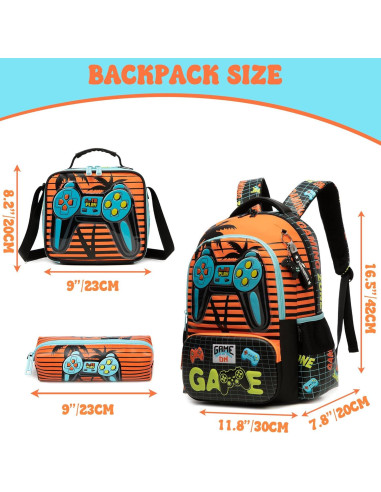Mochila Escolar Meetbelify para Niños con Bolsa de Almuerzo 42x30cm