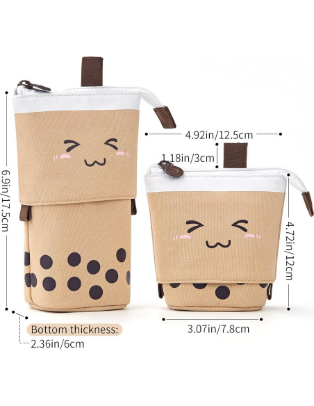 Estuche de Lápices Telescópico ANGOOBABY Marrón - Organizador Kawaii Estuche de Lápices Telescópico ANGOOBABY Marrón - Organizador Kawaii