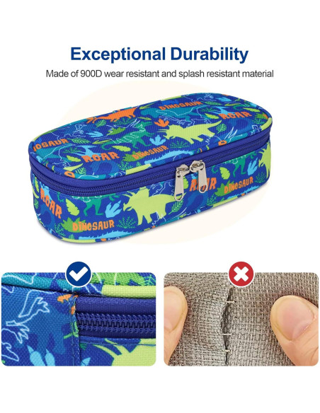 Estuche de Lápices Bagseri Dinosaurio Azul 22.86x10.41cm Estuche de Lápices Bagseri Dinosaurio Azul 22.86x10.41cm