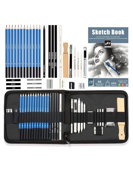 Juego de Lápices de Dibujo KALOUR 34 Piezas con Estuche Juego de Lápices de Dibujo KALOUR 34 Piezas con Estuche