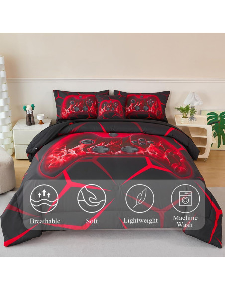 Juego de Cama 6 Piezas ZSYAYAHA Individual Gamepad Rojo Juego de Cama 6 Piezas ZSYAYAHA Individual Gamepad Rojo