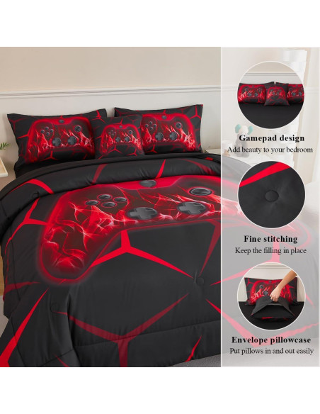 Juego de Cama 6 Piezas ZSYAYAHA Individual Gamepad Rojo Juego de Cama 6 Piezas ZSYAYAHA Individual Gamepad Rojo