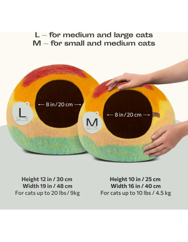 Cueva para Gatos Meowfia - Cama de Lana Merino Mediana