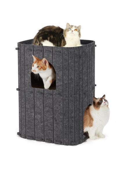 Casa para Gatos FUKUMARU 2 Pisos Fieltro Gris Oscuro 60 cm Casa para Gatos FUKUMARU 2 Pisos Fieltro Gris Oscuro 60 cm