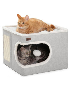Cama para Gatos Garnpet Casa Cubo Gris 41.9x41.9x33cm