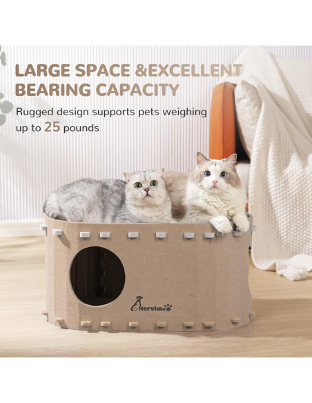 Refugio Grande para Gatos Hervimo 2 en 1 Camello 62x32.8cm Refugio Grande para Gatos Hervimo 2 en 1 Camello 62x32.8cm